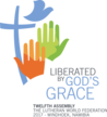 Logo fra LVFs generalforsamling 2017. Liberarated by God's grace